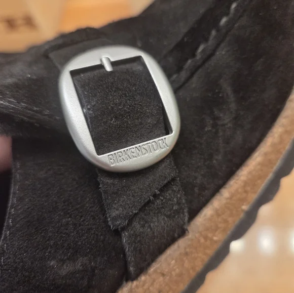 Birkenstock Buckley Shearling Clogs Black Suede Shoes Women's Size 38 - Picture 5 of 8